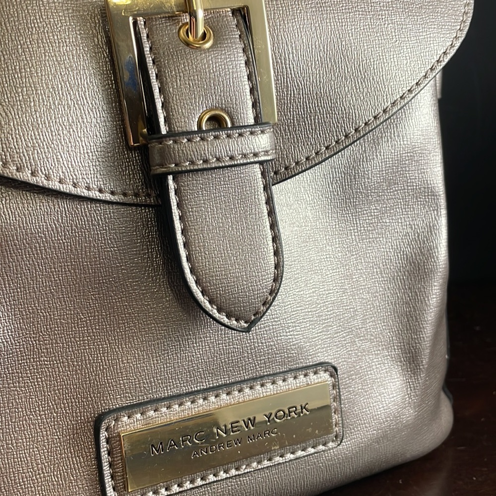 Andrew Marc New York shimmer gold mini backpack - Picture 2 of 7